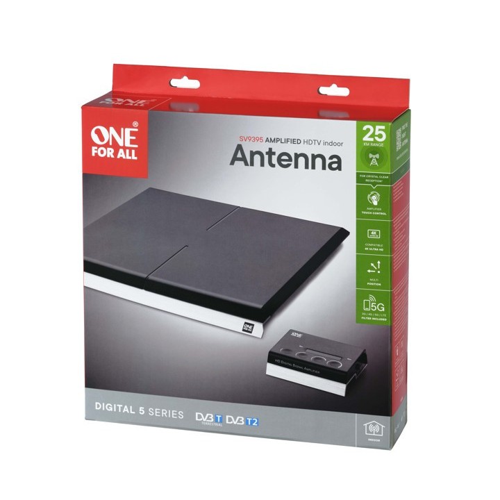 Wzmacniana antena wewnętrzna One For All SV9395 DVB-T (5G/4G) zasięg 25km